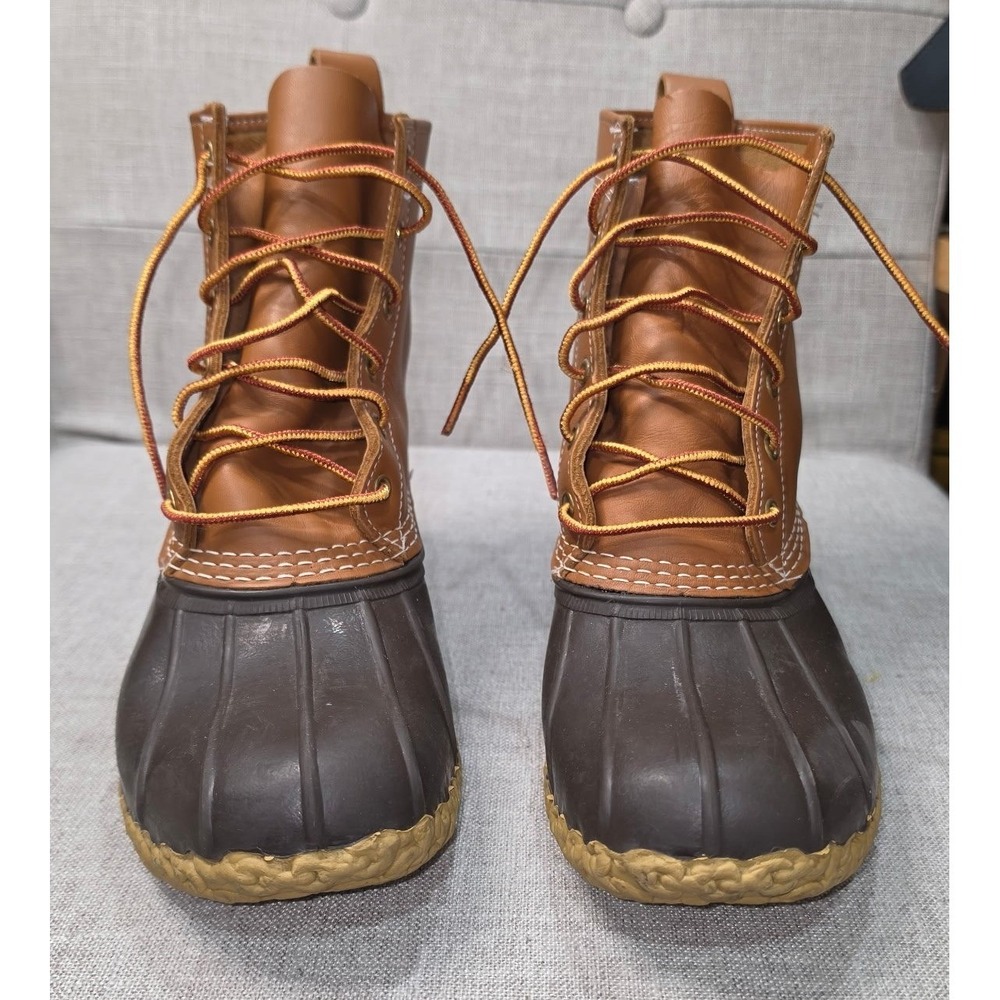 LL Bean Boots 8 Inch Duck Boots Tan Brown Leather Waterproof Mens 8 M 175017